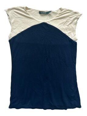 Ralph Lauren Navy and Cream Short-Sleeve Tee
